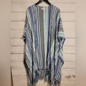 ARIAT Wandering Striped Shawl Poncho One Size Multicolor Fringe Boho Western